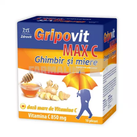 Zdrovit Gripovit Max C Ghimbir si miere 10 plicuri