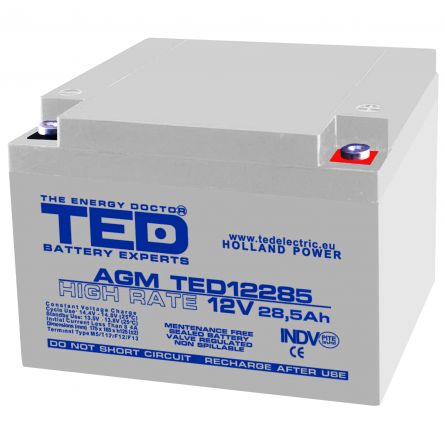 Acumulator 12V High Rate, Dimensiuni 165 x 175 x 125 mm, Baterie 12V 28.5Ah M5, TED Electric TED003447