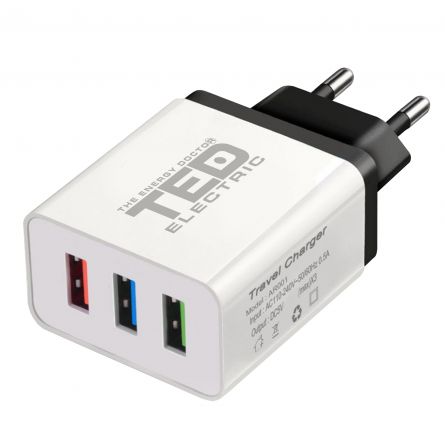 Alimentator Incarcator de la Retea la 3x USB Maxim 2.1A 10W Alb, TED Electric TED600113
