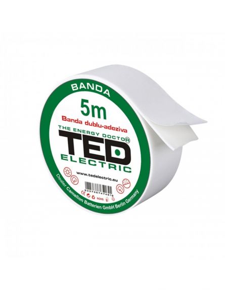 Banda dublu adeziva pentru fixare 5m x 25mm, TED