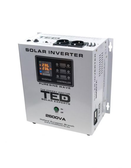 Invertor Solar Fotovoltaic Monofazat Off-Grid, 24V 2600VA 1800W MPPT cu unda sinusoidala pura, TED Electric TED000293