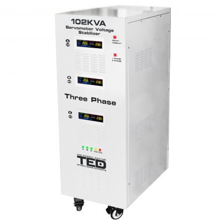 Stabilizator trifazat 242V-520V 70KW cu ServoMotor si sinusoidala pura + ecran LCD cu valorile tensiunii, TED Electric TED000064