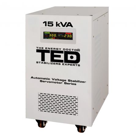 Stabilizator tensiune monofazat cu ServoMotor 12KW si sinusoidala pura + ecran LCD cu valorile tensiunii, TED Electric TED000095