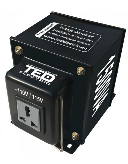 Transformator de tensiune, Convertor de la 220V la 110V, Nereversibil 1500VA 1500W, TED Electric TED002242