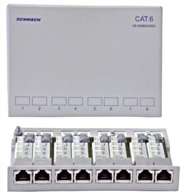 Patch panel 8 porturi Cat6 RJ45, ecranat sina DIN, Schrack, [],pro-networking.ro