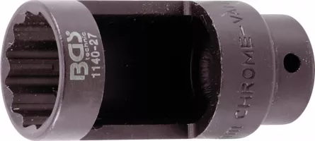 BGS 1140-27 Cheie tubulara decupata pentru sonda Lambda, 27 x 78 mm, 12 colturi, antrenare 12,5mm(1/2"), [],sculebgs.ro