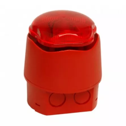 Sirena conventionala cu flash de avertizare incendiu, Culoare  Rosie si flash rosu , 32 tonuri,  alimentare 24v , cu baza inalta - pentru extrerior IP66, [],https:b2b.sielinvest.ro