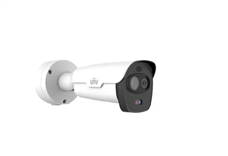 Camera bullet IP termica, Dual-spectrum, Optic：4MP,  Termic256*192, IR 50m cu IR-cut si auto switch, Lentile fixe: optic 4mm, termal 3.2mm, IR 50m, Alarma si analiza video, PoE - UNV, [],https:b2b.sielinvest.ro