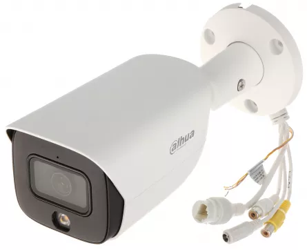 Camera video Dahua IP, Bullet, Full-color, WizSense, 2 MP, lentila fixa, lumina alba 30M, microfon, carcasa metal, IP67, PoE, [],https:b2b.sielinvest.ro