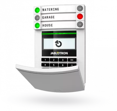 Tastatura LCD alba cu cititor RFID (125kHz), conectare pe BUS. Include un segment  JA-192E pentru controlul sectiunilor sau iesirilor, [],https:b2b.sielinvest.ro