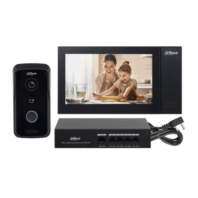 Kit videinterfon TCP/IP cu control acces ,cu post exterior aplicat, capacitate 10.000 carduri de acces alimentare POE, varianta cablat, [],https:b2b.sielinvest.ro