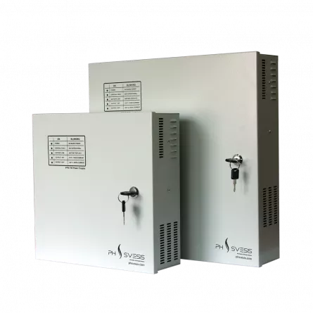 SURSA ALIMENTARE FPS-745A - 24V DC, EN54-4, lineara, max 4.5A, incarcare acumulator, in cutie metalica cu cheie, spatiu pentru acumulator 2x 12V 18Ah, dimensiuni 423x423x105mm, [],https:b2b.sielinvest.ro