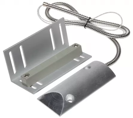 Contact magnetic conventional, metalic, pentru usi metalice cu cablu protejat. Dimensiune: 106x38x10mm, distanta de lucru maxim 75mm, [],https:b2b.sielinvest.ro