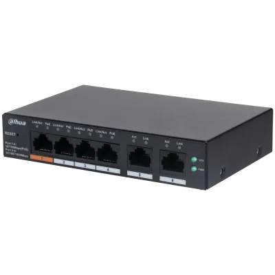 Switch Dahua 6 porturi, 4 PoE, 10/100 Mbps, 2 porturi uplink, cu cloud management, [],https:b2b.sielinvest.ro