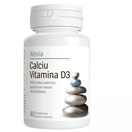 Calciu, Vitamina D3, 40 comprimate, Alevia