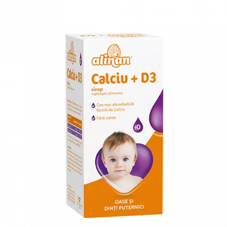Calciu + Vitamina D3 sirop Alinan, 150 ml, Fiterman