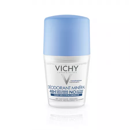 VICHY Deo Roll on, Deodorant Mineral (fara saruri de aluminiu) eficacitate 48h, 50 ml
