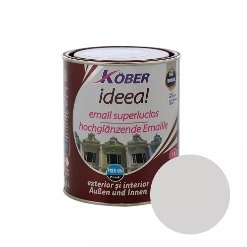 Vopsea email Kober Ideea pentru lemn/metal/sticla, interior/exterior, alb polar, 0,75 l