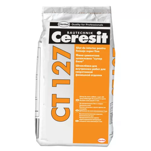 Glet pentru finisaje fine pe baza de ciment Ceresit CT 127 interior 5 KG