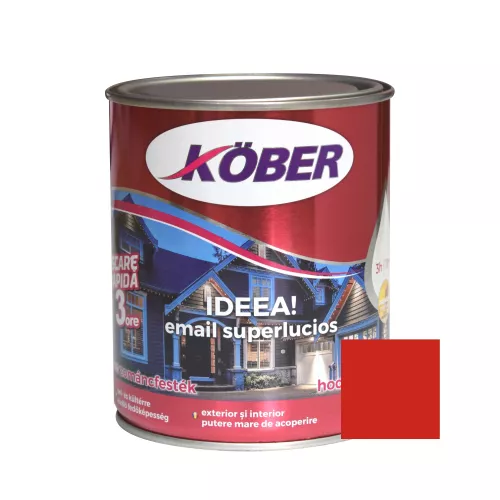 Vopsea email Kober Ideea pentru lemn/metal/sticla, interior/exterior, rosu, 0,75 l