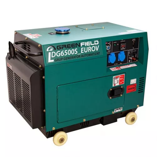 Generator insonorizat monofazat Greenfield LDG6500S_EUROV_PLUS, motor EUROV, 418 cm³, 13CP 5,5 kVA, cu panou electric pentru retele trifazate