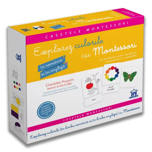Explorez culorile cu Montessori - In Romana si in Engleza - 163 de jetoane pentru dezvoltarea vocabularului si a creativitatii