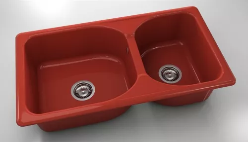 CHIUVETA CU 2 CUVE MARMURA COMPOZIT 90*49*21 CM ROSIE 