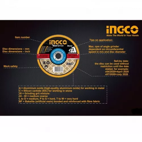 Disc debitare metal INGCO 125 x 1.2 mm SET 10 buc