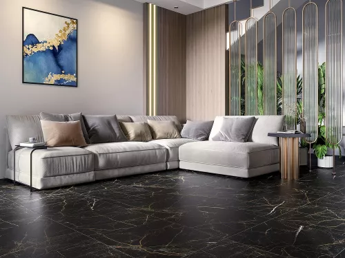GRESIE GOLDEN TILE MARMO PERLANERA BLACK 600 X 600 MM MPC520