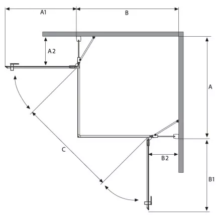 PARAVAN DE DUS 6MM SANOFLEX M1290L SANOTECHNIK 85-87 CM  