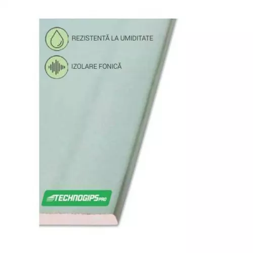 PLACA GIPS-CARTON REZISTENTA LA UMEZEALA TIP H TECHNOGIPS 12,5*1200*2600 MM