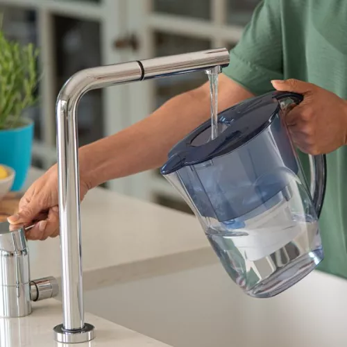 9 filtre de apa Evolve + Cana filtranta Aqua Optima Oria, 2,8 litri, Albastru