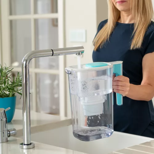 6 filtre Evolve + Cana filtranta de apa Aqua Optima Perfect Pour, albastru, 3,6 litri