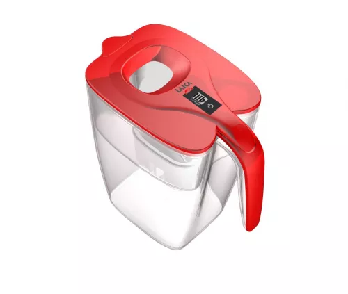 Cana filtranta de apa Laica BIG Milano Rosu, 3.7 litri, indicator electronic