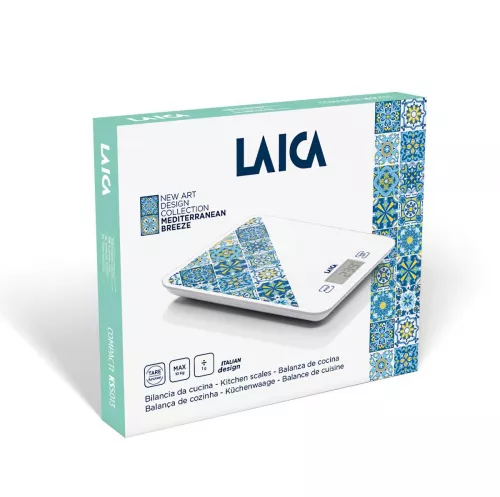 Cantar electronic de bucatarie Laica KS5013, 10 kg, albastru, design mediteraneean