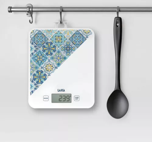 Cantar electronic de bucatarie Laica KS5013, 10 kg, albastru, design mediteraneean