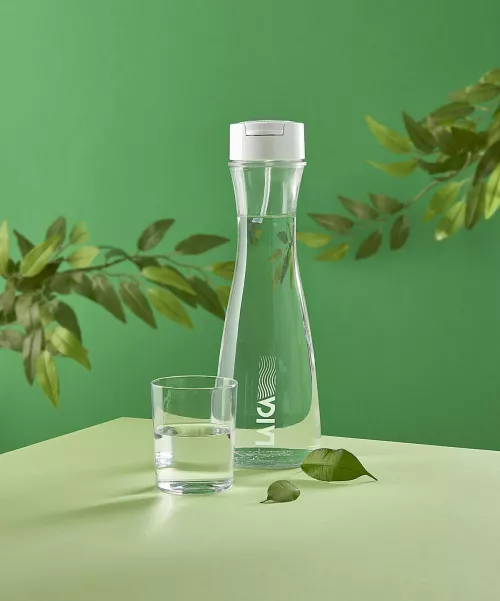 Carafa filtranta de apa Laica GlaSSmart, din sticla, 1.1 litri, Mov