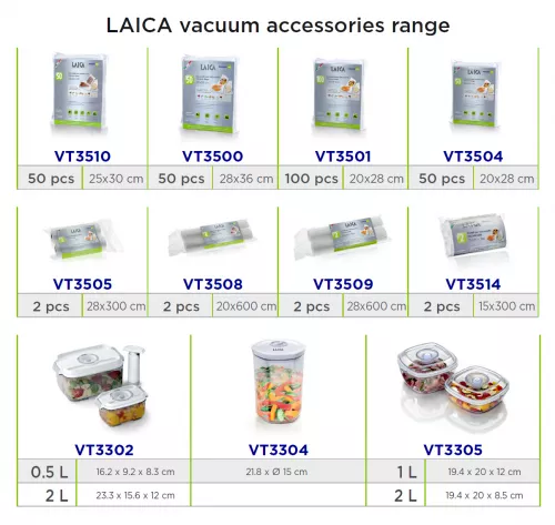 Caserole + pompa de vidat Laica VT3302, 0.5L, 2L