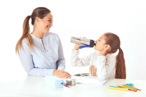 NOU: Sticlă filtrantă Sport myLaica, Inox, 0,55 litri, portabilă, Albastru