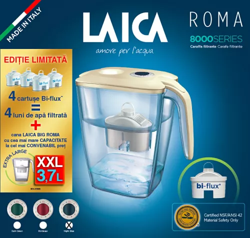  Cana filtranta de apa Laica BIG Roma, 3.7L, + 4 cartuse filtrante