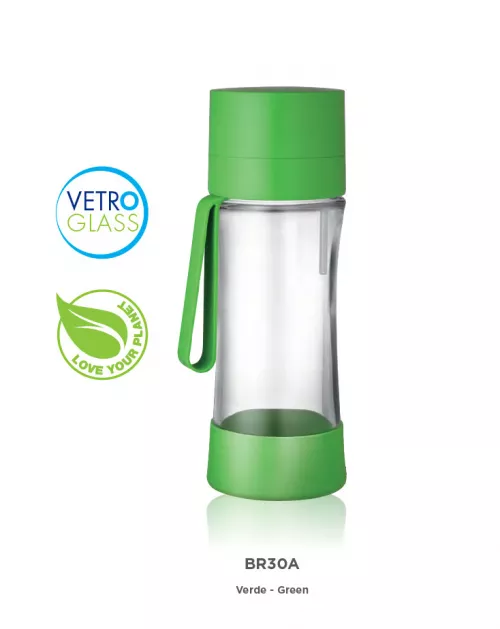 Sticlă filtrantă Sport myLaica, din sticlă, 0,50 litri, portabilă, Verde