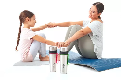 Sticlă filtrantă Sport myLaica, Inox, 0,55 litri, portabilă, Verde