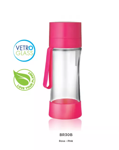 Sticlă filtrantă Sport myLaica, Sticlă, 0,50 litri, portabilă, Roz