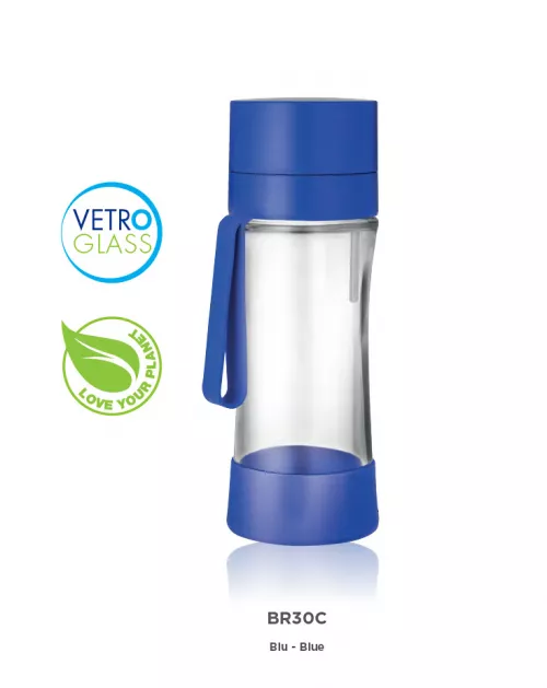 Sticlă filtrantă Sport myLaica, Sticlă, 0,50 litri, portabilă, Albastru