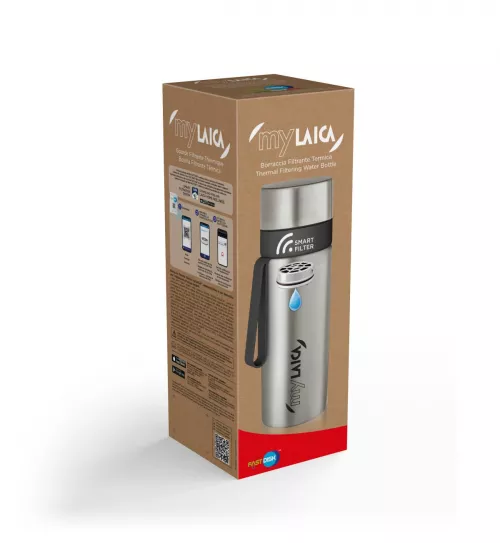 Termos filtrant din inox myLaica 600 ml, filtru Fast Disk