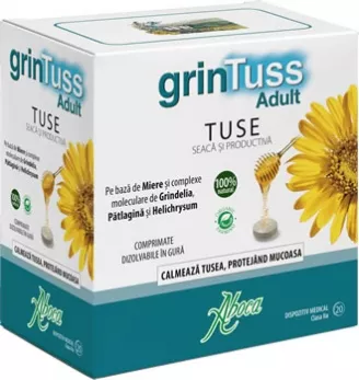 GrinTuss adult tuse uscata si productiva, 20 comprimate, Aboca
