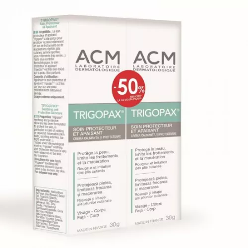 Trigopax crema protectoare si calmanta, Pachet Promo 1+1-50% la al doilea produs, ACM