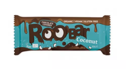 Baton cocos invelit in ciocolata bio, 30g, Roobar