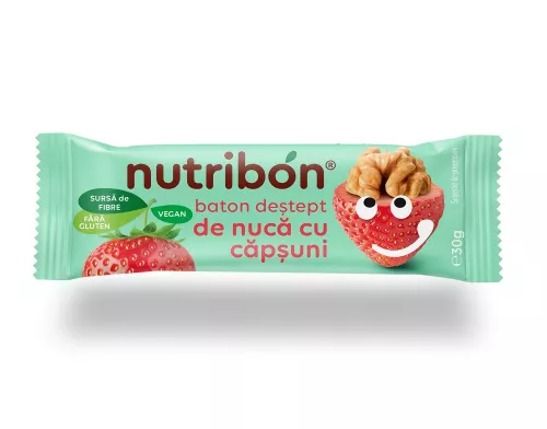 Baton Nutribon cu nuca si capsuni, 30g, Transilvania Nuts
