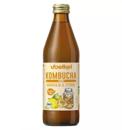 Bautura eco Kombucha cu maracuja si lamaie, 330 ml, Voelkel